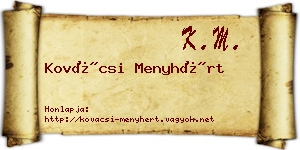 Kovácsi Menyhért névjegykártya