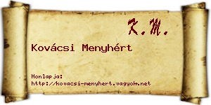 Kovácsi Menyhért névjegykártya