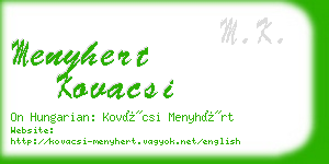 menyhert kovacsi business card